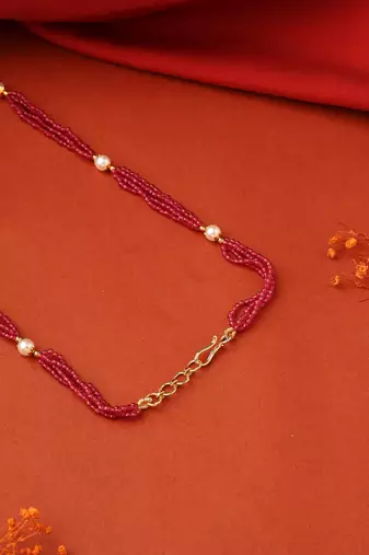 Ruby and White Beads Necklace
