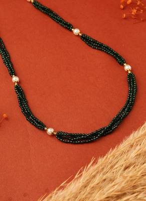 Green and White Beads Necklace 2