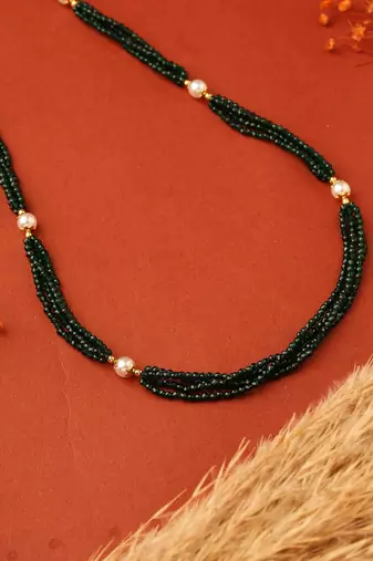 Green and White Beads Necklace