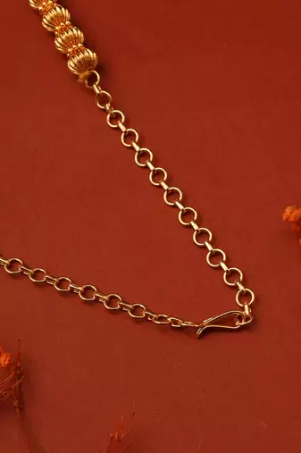 Gold Ball Chain with Rose-Shaped Beads