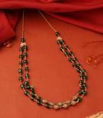Two-Layer Necklace with Gold and Green Balls