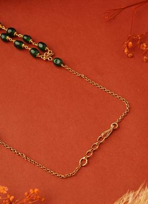 Two-Layer Necklace with Gold and Green Balls 3