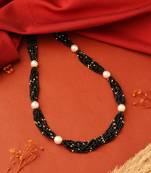 Black Beads Necklace with White Pearls