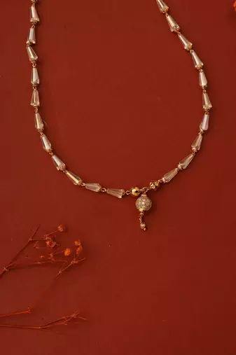 Transparent Stone Necklace with Ball Pendant
