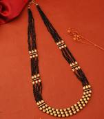 Long Necklace with Gold Balls and Black Beads