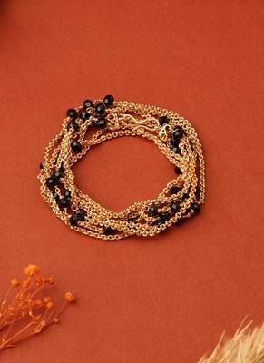 Two-Layer Long Necklace with Black Beads 2