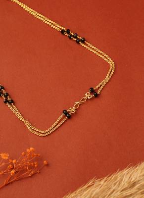 Two-Layer Long Necklace with Black Beads 4
