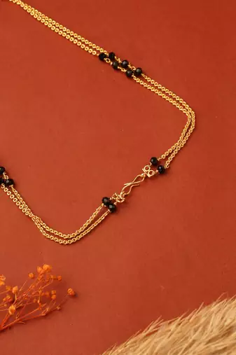 Two-Layer Long Necklace with Black Beads