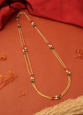 Two-Layer Long Necklace with Multi-colour Beads 1
