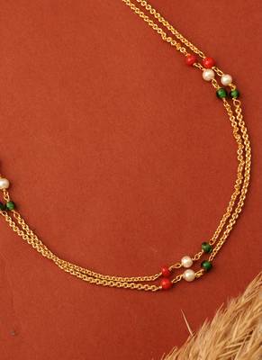 Two-Layer Long Necklace with Multi-colour Beads 3