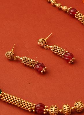 Gold-Plated Ball Necklace with Matching Earrings 2