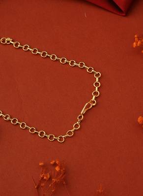 Gold-Plated Necklace with Ruby Stone Studded Necklace and Earrings - South Indian Style 4