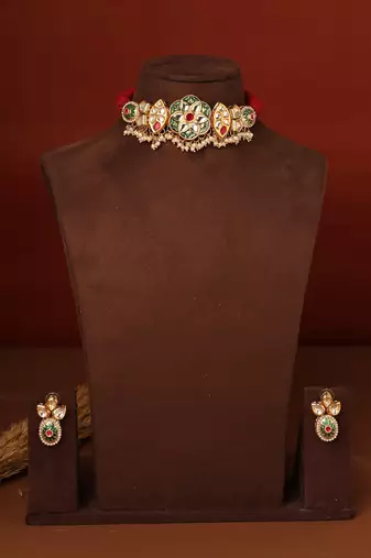 Kundan Choker Set with Meenakari Work