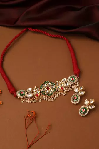Kundan Choker Set with Meenakari Work
