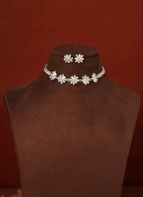 American Diamond Choker Set with Flower Pendant 1