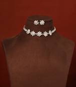 American Diamond Choker Set with Flower Pendant