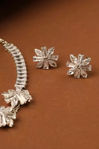 American Diamond Choker Set with Flower Pendant