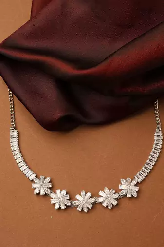 American Diamond Choker Set with Flower Pendant