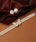 Pearl Choker with American Diamond Butterfly Pendant