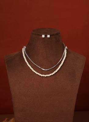Pearl and American Diamond Necklace 1