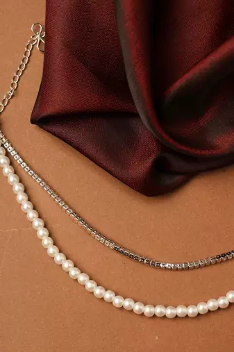 Pearl and American Diamond Necklace