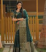 Women Green Bandhej Kanjivaram Soft Silk Zari Weaving With Rich Pallu Saree With Blouse For Women