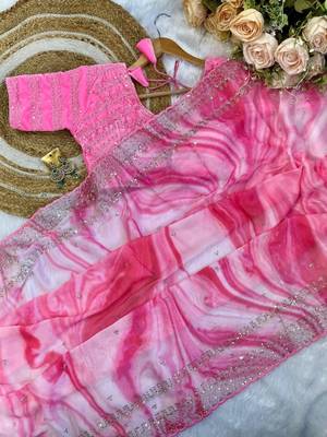 Heavy Embrodery Work Party Were Fully Stich Saree with Blouse 1
