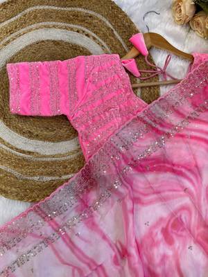 Heavy Embrodery Work Party Were Fully Stich Saree with Blouse 2