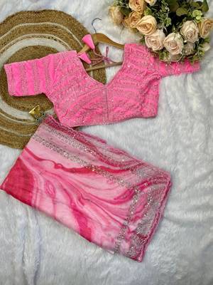 Heavy Embrodery Work Party Were Fully Stich Saree with Blouse 3