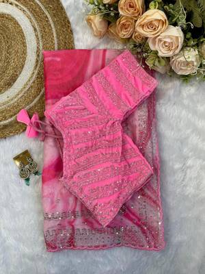 Heavy Embrodery Work Party Were Fully Stich Saree with Blouse 4