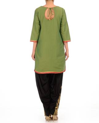 Olive Green Cotton Silk Kurta 2