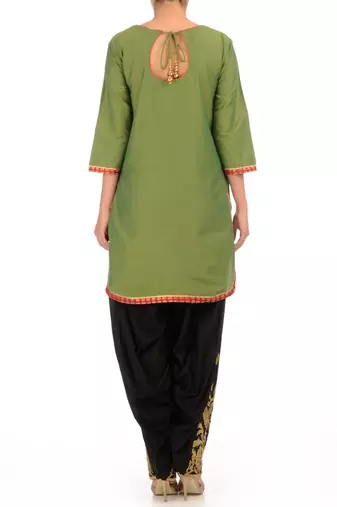 Olive Green Cotton Silk Kurta