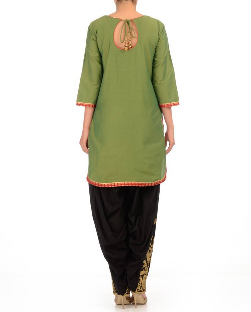Olive Green Cotton Silk Kurta