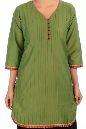 Olive Green Cotton Silk Kurta