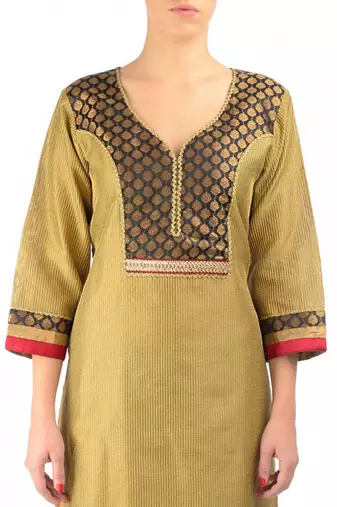Beige Cotton Silk Kurta
