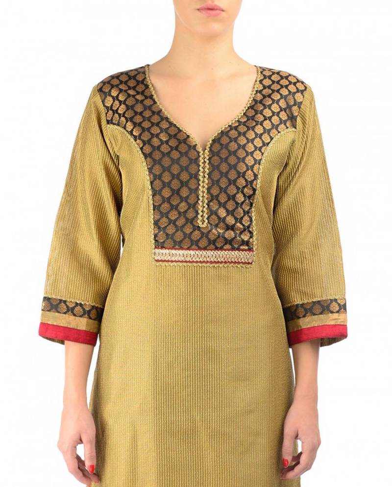 Beige Cotton Silk Kurta