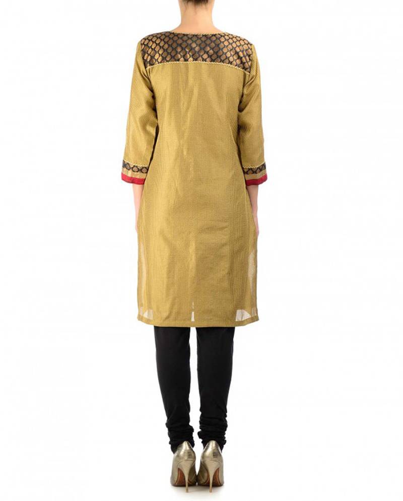 Beige Cotton Silk Kurta