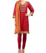 Red Cotton Silk Kurta