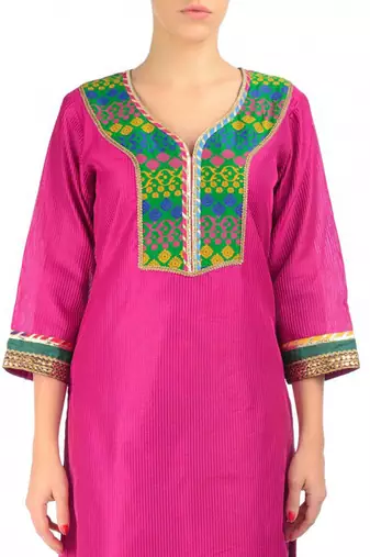 Pink Cotton Silk Kurta