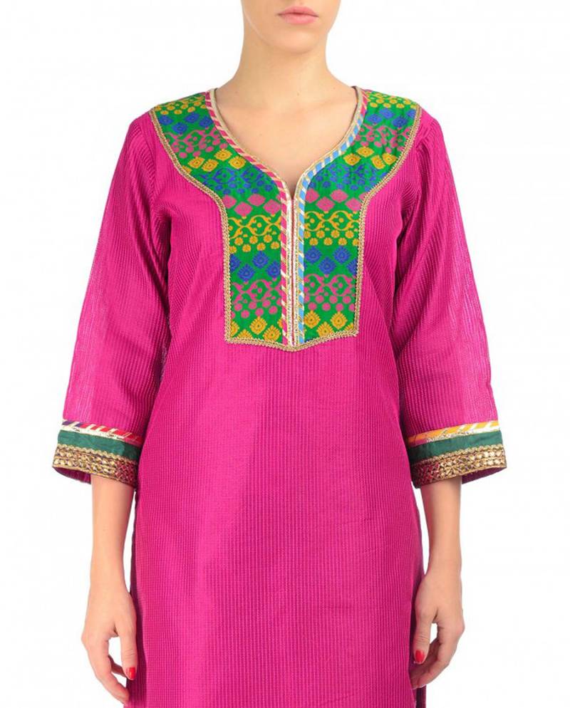 Pink Cotton Silk Kurta