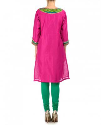 Pink Cotton Silk Kurta 3