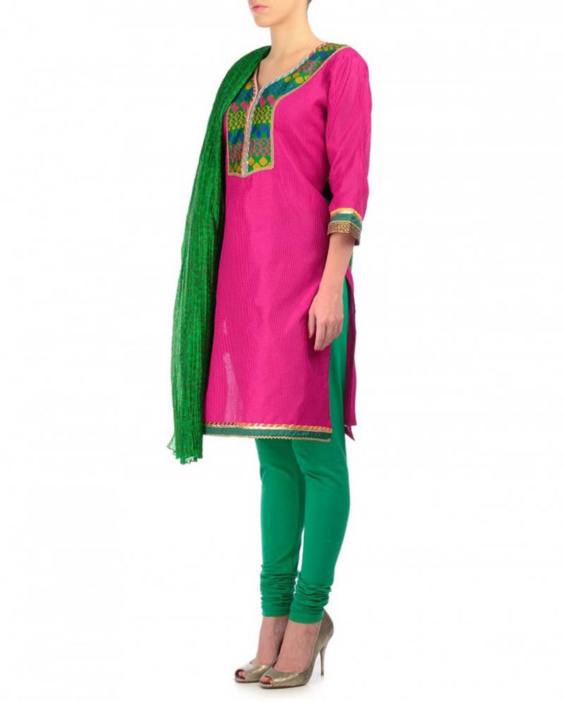 Pink Cotton Silk Kurta