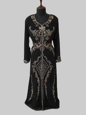 Black color Full Sleeves Handmade Moroccan Kaftan 1