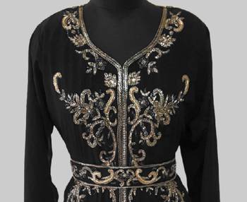 Black color Full Sleeves Handmade Moroccan Kaftan 2