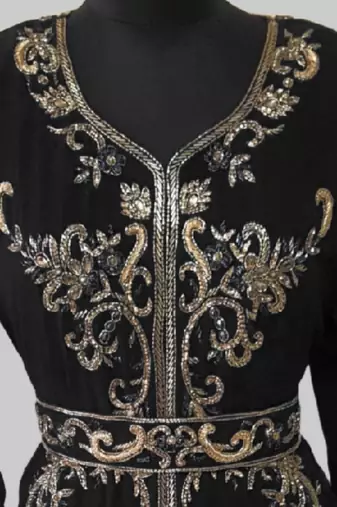 Black color Full Sleeves Handmade Moroccan Kaftan