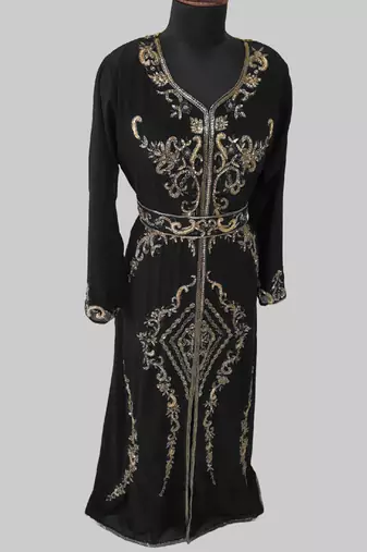 Black color Full Sleeves Handmade Moroccan Kaftan