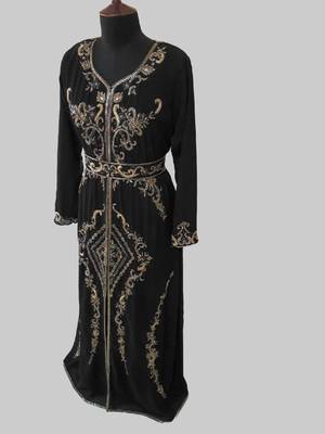 Black color Full Sleeves Handmade Moroccan Kaftan 4