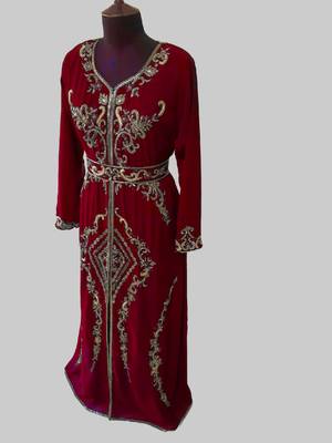 Maroon color Full Sleeves Handmade Moroccan Kaftan 3