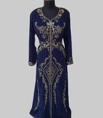 Navy Blue color luxurious Full Sleeves Handmade Moroccan Kaftan.