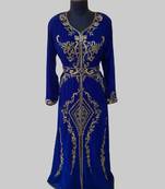 Royal Blue color luxurious Full Sleeves Handmade Moroccan Kaftan .
